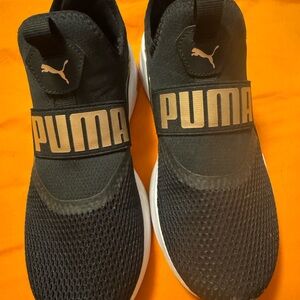Puma Black Sneakers with Gold Highlights